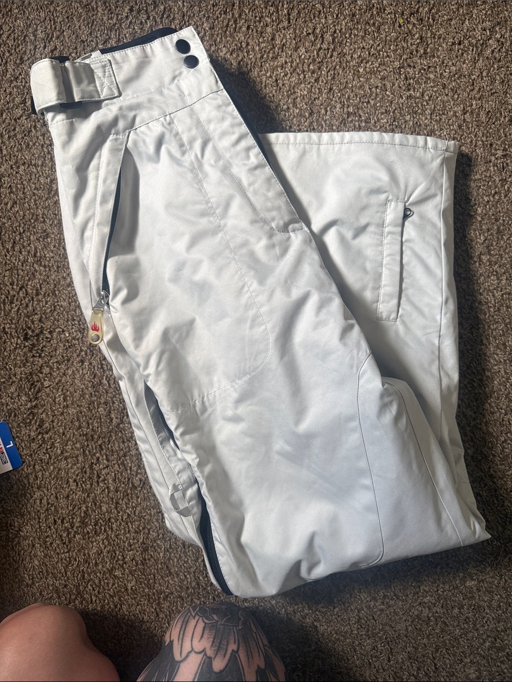Men's White Insulated Ski Joggers - Performance Snow Pants